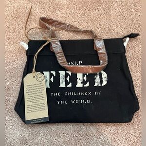 Feed - Canvas and Leather Tote Crossbody Bag - Black - NWT